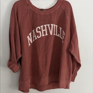 Oversized Nashville Cozy Ribbed Pullover Sweatshirt - Dusty Rose
